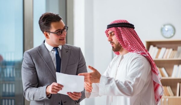 Diverse business concept with arab businessman