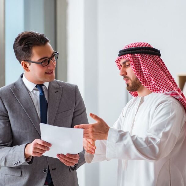Diverse business concept with arab businessman